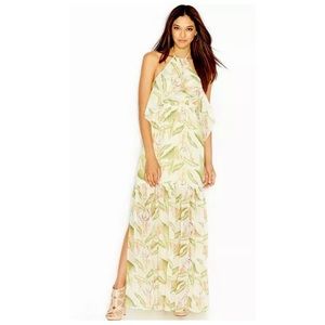 Tropical Print Halter Maxi Dress